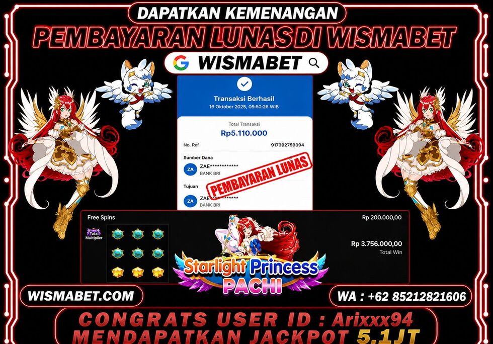 BUKTI KEMENANGAN Starlight Princess Pachi Rp5,110,000- LUNAS