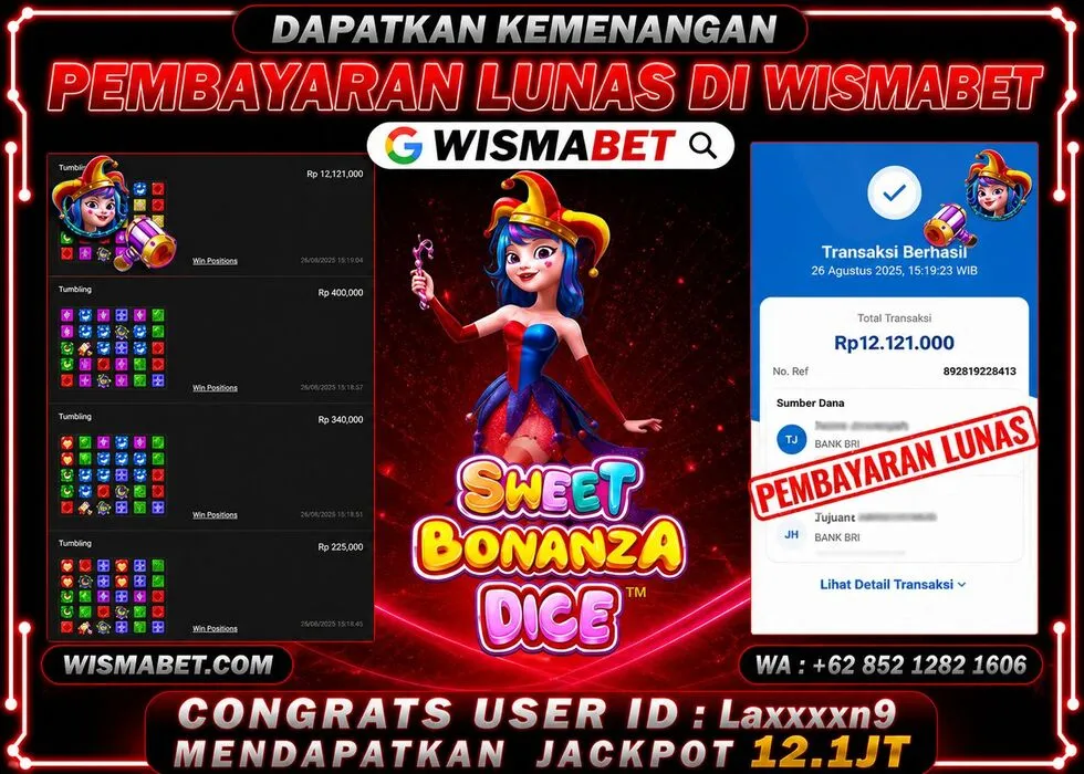 Wismabet - BUKTI KEMENANGAN Sweet Bonanza Dice Rp12,100,000,- LUNAS