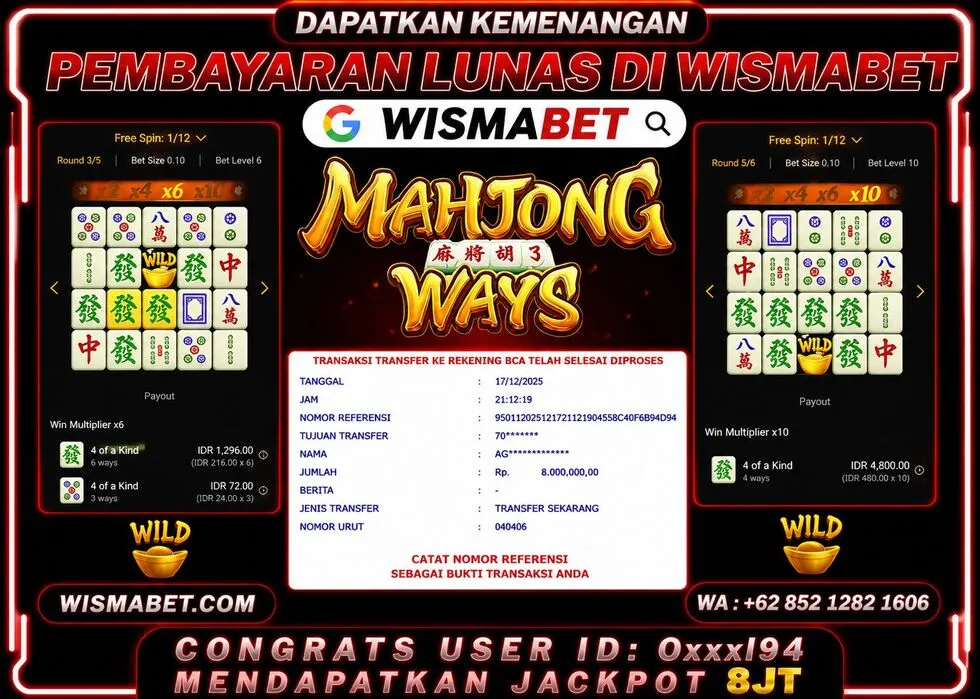 BUKTI KEMENANGAN Mahjong Ways Rp8,000,000- LUNAS