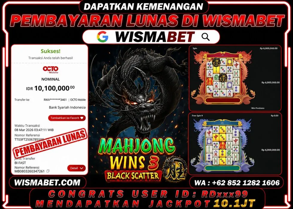 BUKTI KEMENANGAN Mahjong Wins 3 - Black Scatter Rp10,100,000- LUNAS
