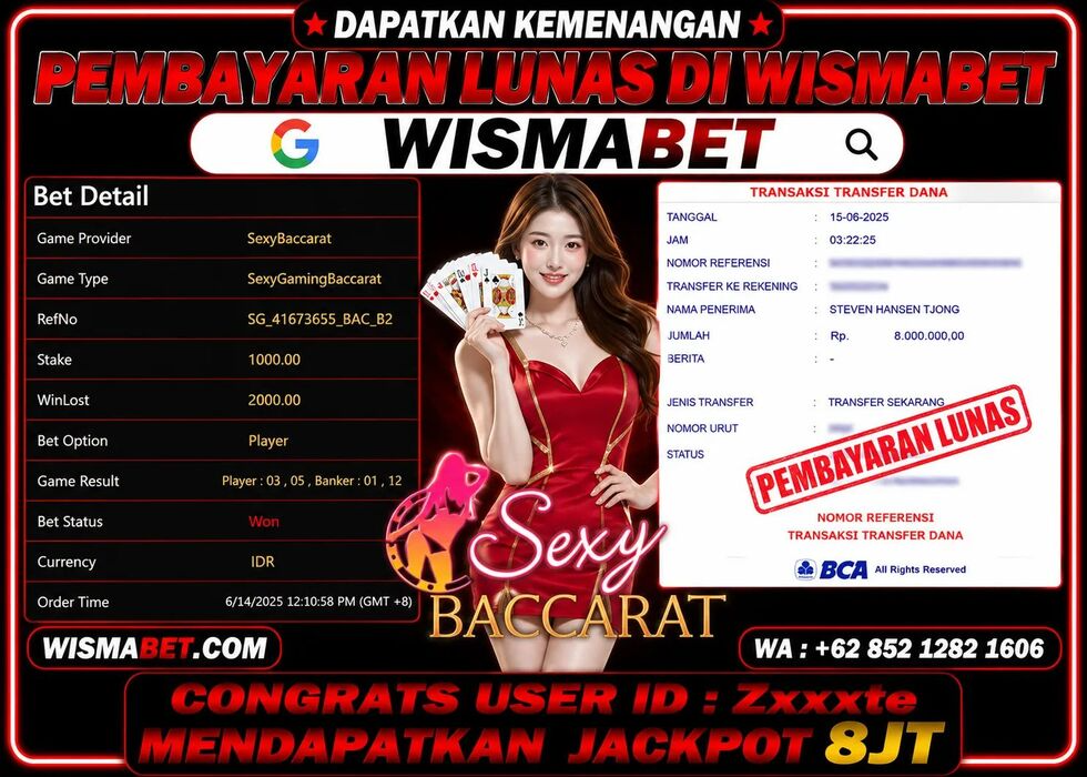 BUKTI KEMENANGAN Sexy Gaming Baccarat Rp8,000,000- LUNAS