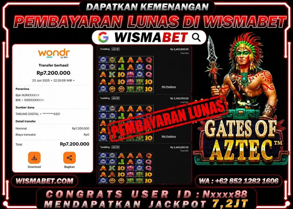 BUKTI KEMENANGAN Gates of Aztec Rp7,200,000- LUNAS