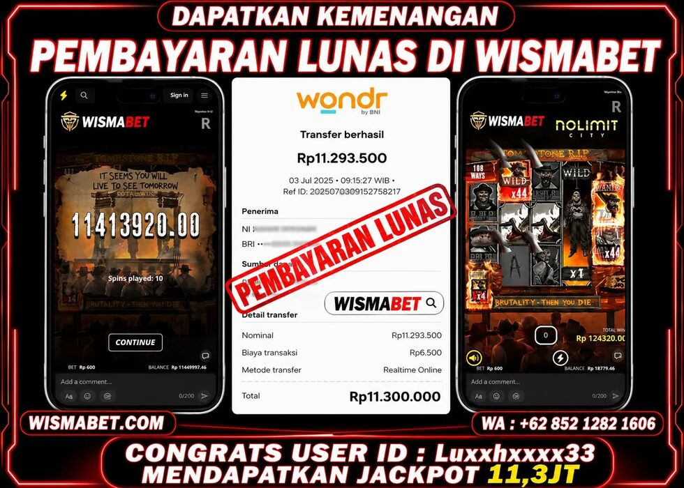 Wismabet - BUKTI KEMENANGAN Tombstone Rip Rp11,300,000,- LUNAS