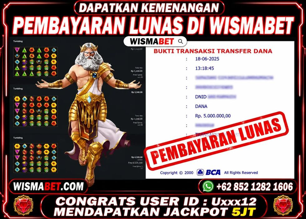 BUKTI KEMENANGAN Gates of Olympus 1000 Rp5,000,000,- LUNAS